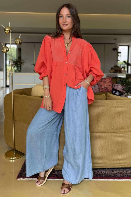  Paulo Pillow Cotton Puff Sleeve Shirt Watermelon - 